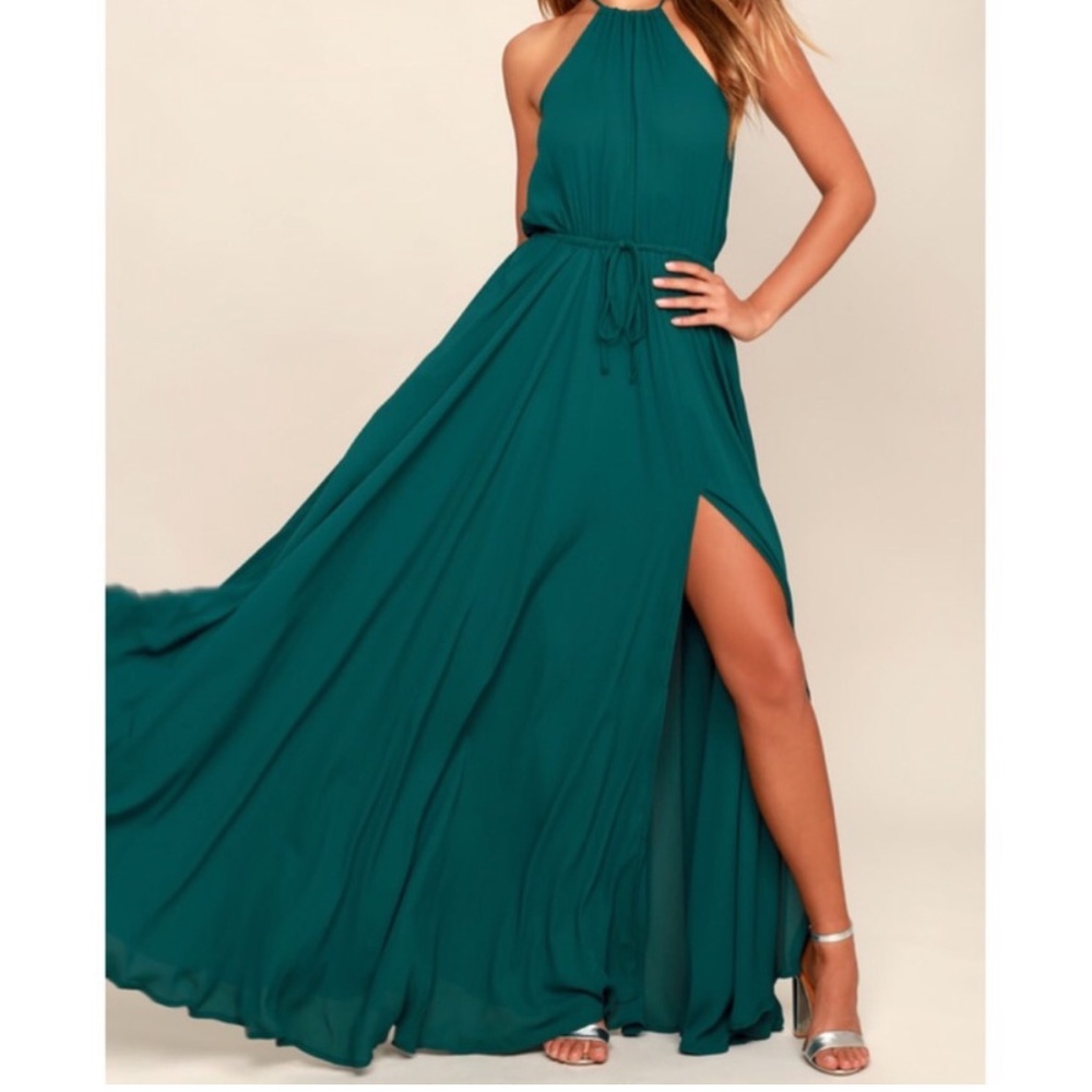 Lulus Essence of Style Teal Green Maxi Dress XL